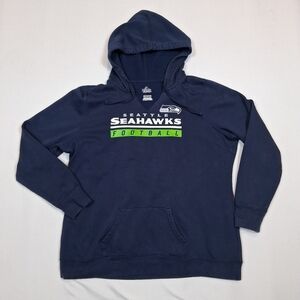 Vtg Seattle Seahawks Majestic Gym Hoodie Adult Size XXL Cut Neck See Measurement